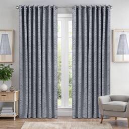 Luxury Living Triple Weave Geometric Aztec Print Ring Top Blackout Curtains in Silver - Size: 168 cm width x 137 cm drop - thumbnail 1