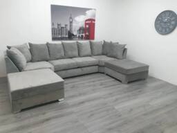 Stratus Interiors Easton Large U-Shaped Sofa in Soft Velvet Fabric in Grey - thumbnail 4
