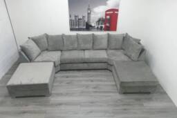 Stratus Interiors Easton Large U-Shaped Sofa in Soft Velvet Fabric in Grey - thumbnail 3