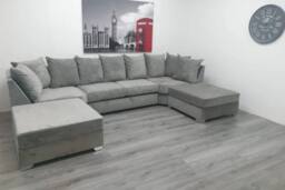 Stratus Interiors Easton Large U-Shaped Sofa in Soft Velvet Fabric in Grey - thumbnail 2