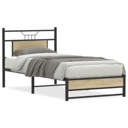 Berkfield Home Bed Frame without Mattress Sonoma Oak 90x200 cm Engineered Wood in Brown - thumbnail 1