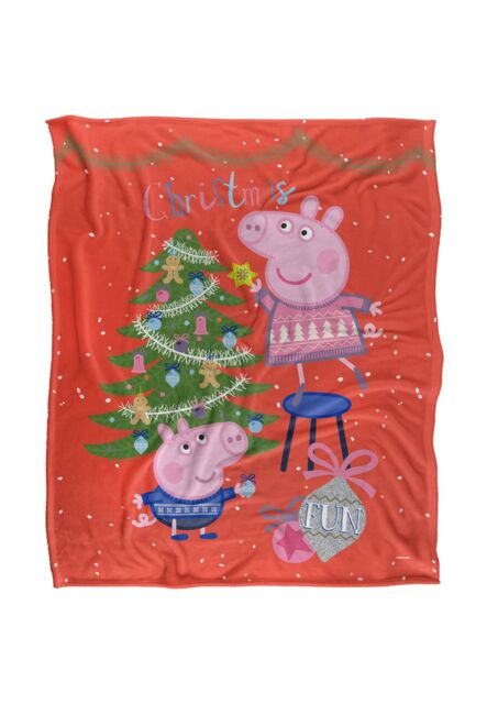 Hasbro Peppa Pig Christmas Fun Silky Touch Blanket 152x127cm in White - Size: 152x127 cm - image 1
