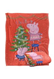 Hasbro Peppa Pig Christmas Fun Silky Touch Blanket 152x127cm in White - Size: 152x127 cm - thumbnail 2