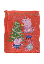 Hasbro Peppa Pig Christmas Fun Silky Touch Blanket 152x127cm in White - Size: 152x127 cm - thumbnail 1