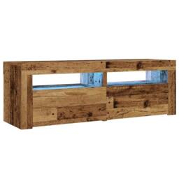 Berkfield Home Bedside Cabinets 2 pcs with LEDs Old Wood 60x35x40 cm in Brown - Size: 60 x 35 x 40 cm - thumbnail 3