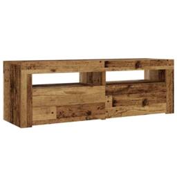 Berkfield Home Bedside Cabinets 2 pcs with LEDs Old Wood 60x35x40 cm in Brown - Size: 60 x 35 x 40 cm - thumbnail 7