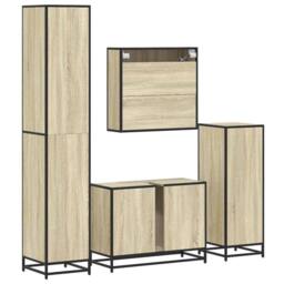 Berkfield Home Durable 4¬†Piece Bathroom Furniture Set¬†Sonoma Oak Engineered Wood in Light Brown - thumbnail 8