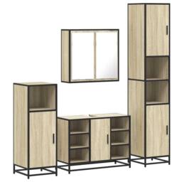 Berkfield Home Durable 4¬†Piece Bathroom Furniture Set¬†Sonoma Oak Engineered Wood in Light Brown - thumbnail 3
