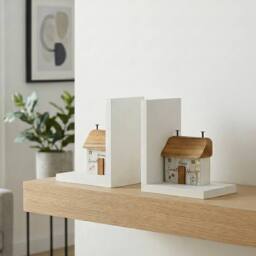 Garden Greatness Home Sweet Home House Bookends in White - Size: 2 Pack - thumbnail 2