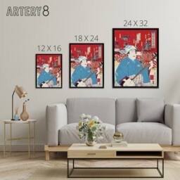 "Artery8 Komakichi Kanda Festival Theatre Framed Canvas Wall Art Print Samisen - Size: W12"" x H16""" - thumbnail 4