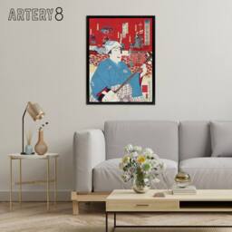 "Artery8 Komakichi Kanda Festival Theatre Framed Canvas Wall Art Print Samisen - Size: W12"" x H16""" - thumbnail 3