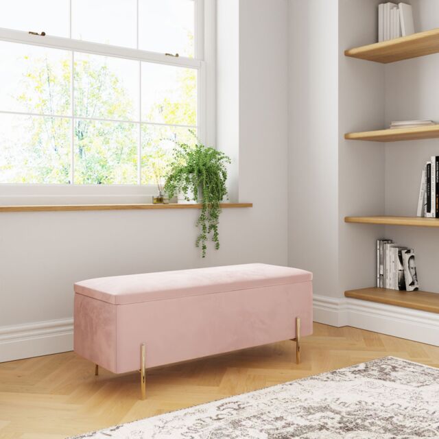 GFW Mystica Velvet Storage Ottoman in Pink - image 1