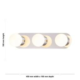 First Choice Lighting Iris - Chrome with Opal Glass IP44 Bathroom LED Wall light in Silver - thumbnail 4