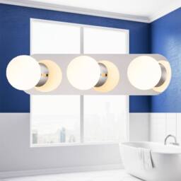 First Choice Lighting Iris - Chrome with Opal Glass IP44 Bathroom LED Wall light in Silver - thumbnail 3