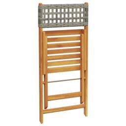 Berkfield Home 3 Piece Bistro Set Grey Poly Rattan & Solid Wood - thumbnail 8