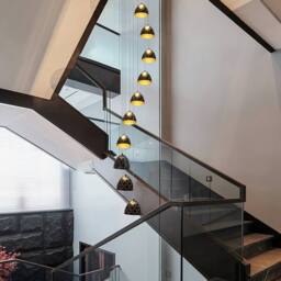 NIVOR 10 Light LED Dimmable Pendant Long Staircase Chandelier Adjustable 3M in Black - thumbnail 5
