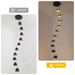 NIVOR 10 Light LED Dimmable Pendant Long Staircase Chandelier Adjustable 3M in Black - thumbnail 3