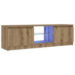 Berkfield Home TV Cabinet with LED Lights Artisian Oak 120x30x36 cm Engineered Wood in Brown - Size: 120 x 30 x 36 cm - thumbnail 5