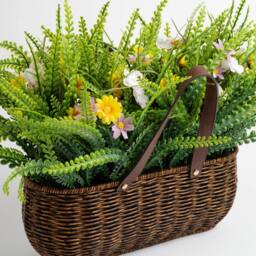 Scottish Everlastings Ltd 55cm Mixed Wildflower Outdoor Basket with Handles in Green - thumbnail 2