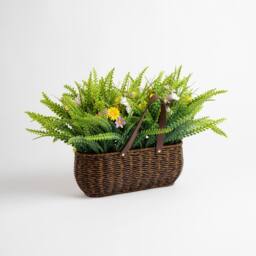 Scottish Everlastings Ltd 55cm Mixed Wildflower Outdoor Basket with Handles in Green - thumbnail 3
