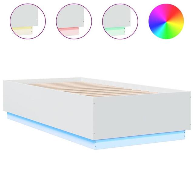 Berkfield Home Bed Frame with LED without Mattress White 75x190 cm Small Single - image 1