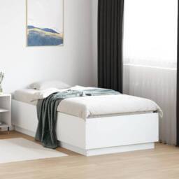 Berkfield Home Bed Frame with LED without Mattress White 75x190 cm Small Single - thumbnail 2