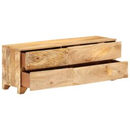 Berkfield Home TV Cabinet Solid Mango Wood 110x30x40 cm in Brown - Size: 110 x 30 x 40 cm - thumbnail 4