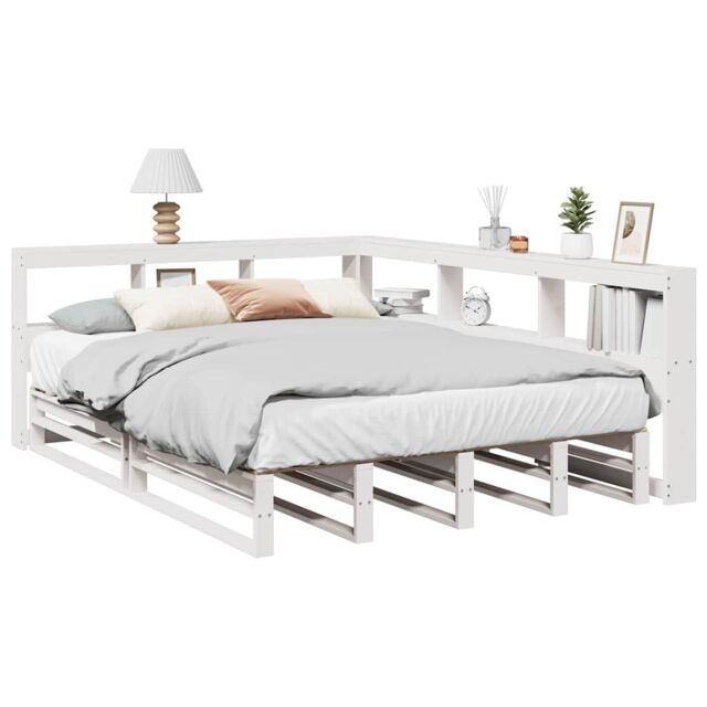 Berkfield Home Bookcase Bed without Mattress White 135x190cm Solid Wood Pine - Size: 135x190 cm - image 1