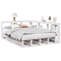 Berkfield Home Bookcase Bed without Mattress White 135x190cm Solid Wood Pine - Size: 135x190 cm - thumbnail 2