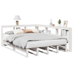 Berkfield Home Bookcase Bed without Mattress White 135x190cm Solid Wood Pine - Size: 135x190 cm - thumbnail 1
