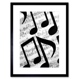 "Artery8 Wall Art Print Musical Notes Sheet Music Framed in Black - Size: W7"" x H9""" - thumbnail 1