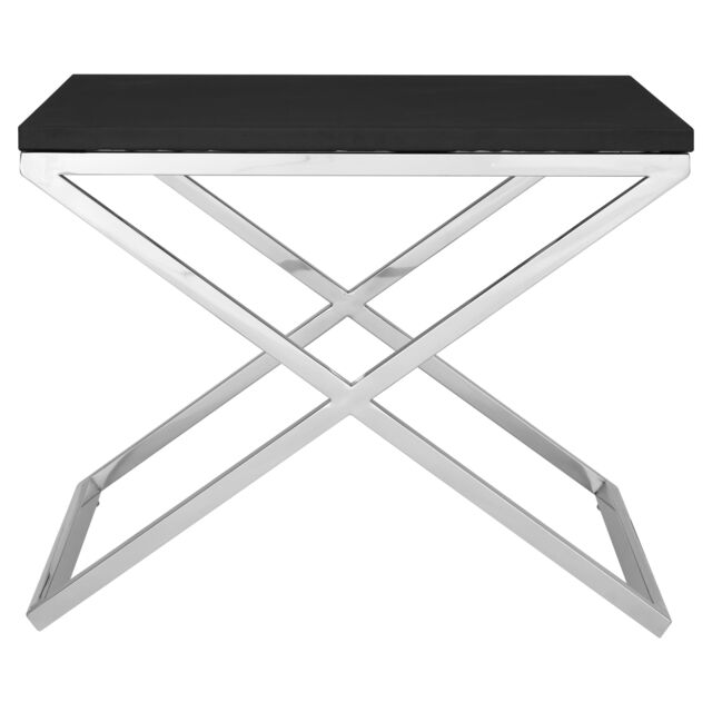 Orsina White & Black End Table, Modern Rectangular Side Table, Wood & Metal Side Table, Metal Bedside Table - image 1