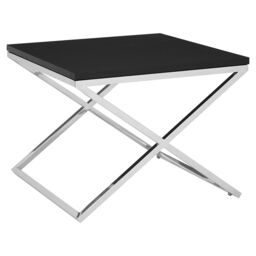 Orsina White & Black End Table, Modern Rectangular Side Table, Wood & Metal Side Table, Metal Bedside Table - thumbnail 2