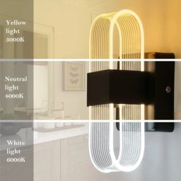 COMELY 10W Modern Indoor Wall Lights, Black Oval Acrylic Wall Lights, 3-Color - thumbnail 6
