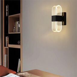 COMELY 10W Modern Indoor Wall Lights, Black Oval Acrylic Wall Lights, 3-Color - thumbnail 3