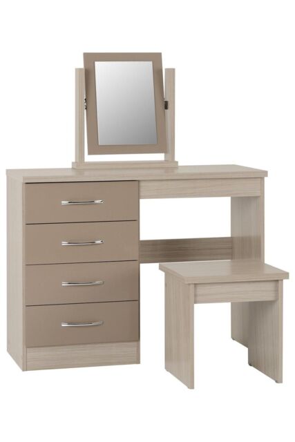 Seconique Nevada 4 Drawer Dressing Table Set in Taupe - image 1