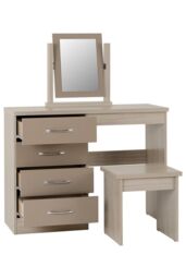 Seconique Nevada 4 Drawer Dressing Table Set in Taupe - thumbnail 3