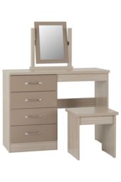 Seconique Nevada 4 Drawer Dressing Table Set in Taupe - thumbnail 1