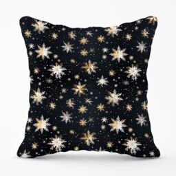 Warren Reed - Designer Silver Gold Snowflake Pattern Outdoor Cushion in Blue - Size: 60 cm x 60 cm - thumbnail 1