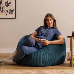 icon Kingston XL Jumbo Cord Classic Dome Bean Bag in Teal - Size: Extra Large - thumbnail 1