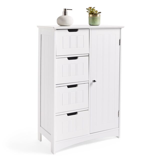 VonHaus Holbrook Freestanding Bathroom Storage Cabinet with Drawers in White - image 1
