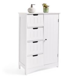 VonHaus Holbrook Freestanding Bathroom Storage Cabinet with Drawers in White - thumbnail 1