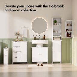 VonHaus Holbrook Freestanding Bathroom Storage Cabinet with Drawers in White - thumbnail 7