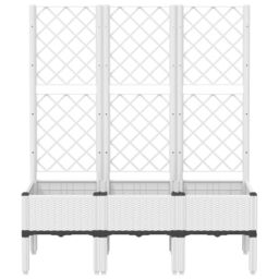 Berkfield Home Garden Planter with Trellis White 120x40x142 cm PP - Size: 120 x 40 x 142 cm - thumbnail 3