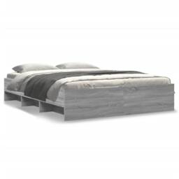 Berkfield Home Bed Frame Frame Grey Sonoma 150x200 cm King Size Wood - thumbnail 1