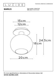 Lucide 'MARIUS' Dimmable Stylish Retro Indoor LED Flush Ceiling Light 1xE27 in Black - thumbnail 3