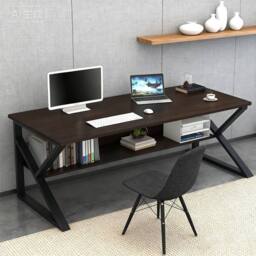 Ventryn Computer Desk Study Table Workstation with Storage Shelf for Home in Black - thumbnail 5