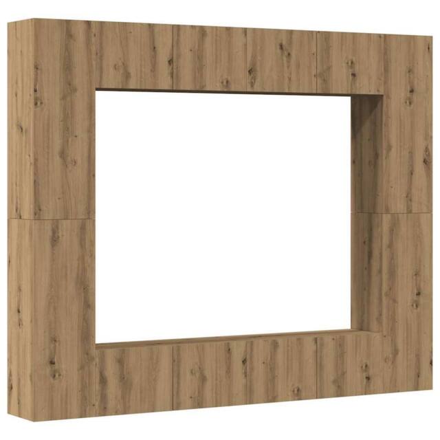 Berkfield Home Wall Mounted TV cabinets 8 pcs Artisan Oak Engineered Wood in Brown - image 1