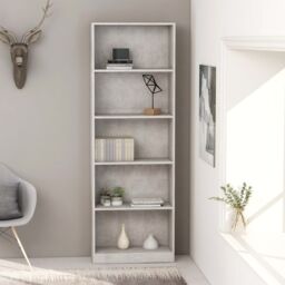 Berkfield Home 5-Tier Book Cabinet Concrete Grey 60x24x175 cm Engineered Wood - Size: 60 x 24 x 175 cm - thumbnail 1