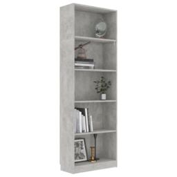 Berkfield Home 5-Tier Book Cabinet Concrete Grey 60x24x175 cm Engineered Wood - Size: 60 x 24 x 175 cm - thumbnail 3